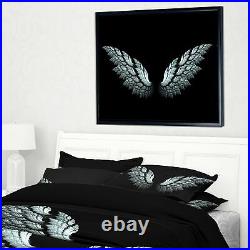 Designart'Angel Wings on Black Background' Abstract Framed Small