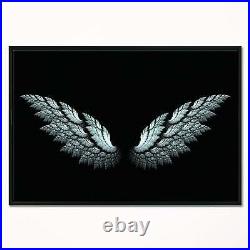 Designart'Angel Wings on Black Background' Abstract Framed Small