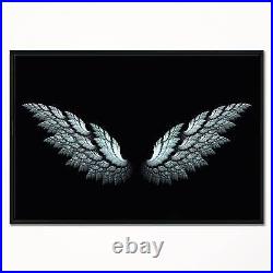 Designart Angel Wings on Black Background Abstract Framed Small