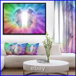 Designart Angel Wings on Rainbow Background Abstract Small