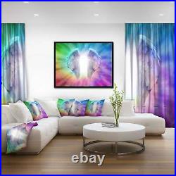Designart'Angel Wings on Rainbow Background' Abstract Small