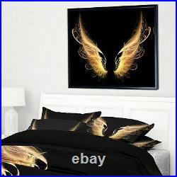 Designart'Golden Angel Wings on Black' Oversized Abstract Oversized