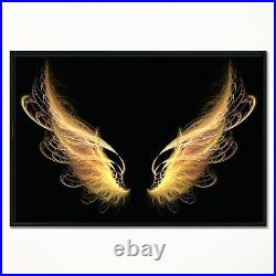 Designart'Golden Angel Wings on Black' Oversized Abstract Oversized