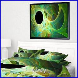 Designart Green Fractal Angel Wings Abstract Wall Art