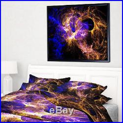 Designart'Wings of Angels Blue in Black' Large Abstract Framed Canvas Art