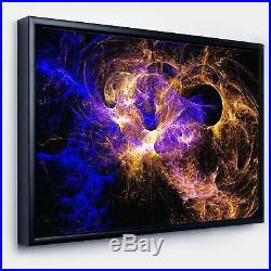 Designart'Wings of Angels Blue in Black' Large Abstract Framed Canvas Art