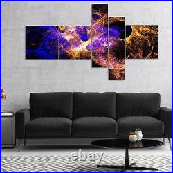 Designart Wings of Angels Blue in Black Large abstract art Blue 60 in. Wide x