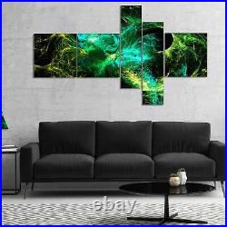 Designart'Wings of Angels Green in Black' Large abstract Green 60 in. Wide x 32