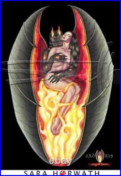Devil Angel fire wings burlesque lim. Print pin-up art illustration SARA HORWATH