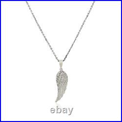 Diamond2Deal Sterling Silver with Large Textured Angel Wing Pendant Necklace 18