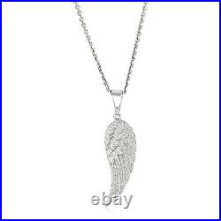 Diamond2Deal Sterling Silver with Large Textured Angel Wing Pendant Necklace 18
