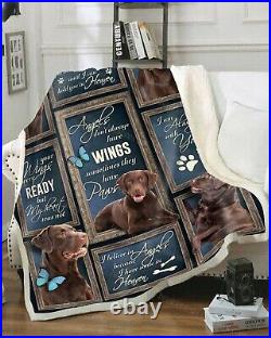 Dog Chocolate Labrador Angel Wings Fleece Blanket, Quilt Blanket Printing in US