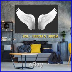 E023 Black White Angel Wings Retro Modern Canvas Wall Art Large Picture Prints