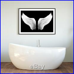 E023 Black White Angel Wings Retro Modern Framed Wall Art Large Picture Prints