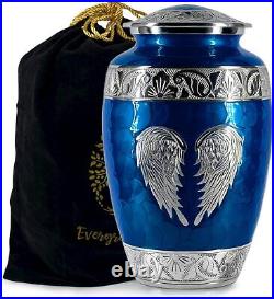 Evergreen Memorials Angel Wings Navy Blue Urn for Ashes Large Cremation Adult