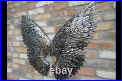 Ex Large Antique Silver Metal Angel Wings Wall Art. Wall Art