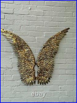 Ex Large Antique Silver Metal Angel Wings Wall Art. Wall Art
