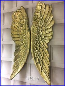 Extra Large Gold Angel Wings Shabby Vintage Chic Wall Mounted Hanging Decor