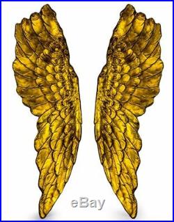 Extra Large Pair of Antique Gold Angel Wings Art Figure Wall Mount
