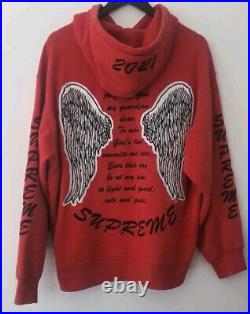 FW21 Supreme Guardian Hooded Sweatshirt Red hoodie size L Large Angel Wings