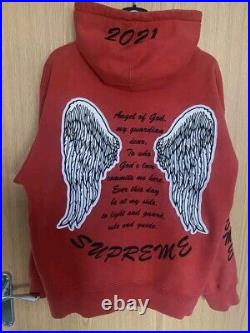 FW21 Supreme Guardian Hooded Sweatshirt Red hoodie size L Large Angel Wings