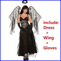 Fallen Dark Angel Cosplay Uniform for Women Evil Wing Angel Daemon Costume Hallo