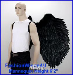 FashionWings BLACK XXXL Super Large wingspan costume feather angel wings