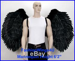 FashionWings BLACK XXXL Super Large wingspan costume feather angel wings
