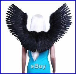 FashionWings (TM) Black Open Swing V Shape Costume Feather Angel Wings Adult Uni