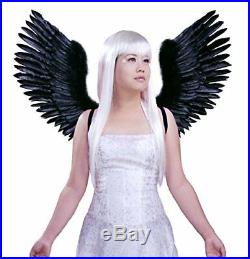 FashionWings (TM) Black Open Swing V Shape Costume Feather Angel Wings Adult Uni