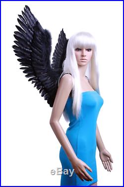 FashionWings TM Black Open Swing V Shape Costume Feather Angel Wings Unisex