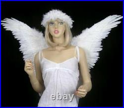 FashionWings TM White Butterfly Style Costume Feather Angel Wings &Halo