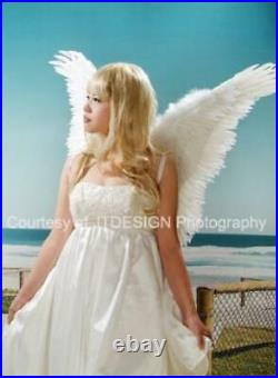 FashionWings TM White Butterfly Style Costume Feather Angel Wings &Halo