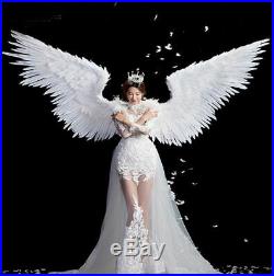 Feathered Wings White Angel Halloween Wings Catwalk Model Large Cosplay Party