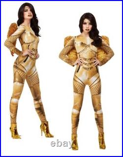 Fever Divine Guardian Angel Costume Sci Fi Fancy Dress Outfit Gold Bodysuit