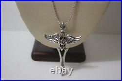 Fine 925 Sterling Silver Large Winged Sword Charm Pendant only for Necklace