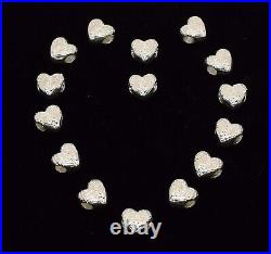 Fine Large Lot 15 New Solid Sterling Silver Love Heart Angel Wings Charm Beads