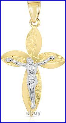 Floreo 10k Yellow Gold Angel Wing Crucifix of Jesus Cross Pendant