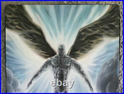 Flying Winged Angel Man in the Light Painting. Mystical Clouds MAGNIFICENT