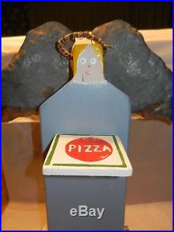 Folk Art Pizza Angel Of Deliverance Cool Unique Outsider Large Metal Wings Wood