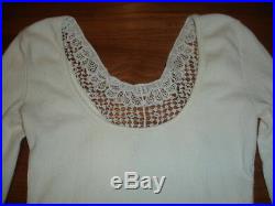Free People Boho Ivory Jack Of All Trades Crochet Angel Wing Applique Thermal L