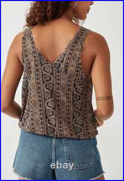 Free People Your Twised Tank Top We The Free Printed Cross Back Sleeveless L