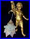 French_Antique_Gilded_Sconce_Chandelier_Winged_Angel_Cherub_Pink_Rose_Shade_01_oqh
