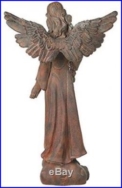 Garden Angel Statue With Roses Wings Lawn Sculpture Large 41 Inch Home Art Decor