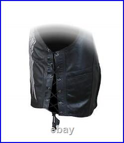 Genuine Cowhide Leather Vest, Perfect Mens Wearing, Black With Angel Wings