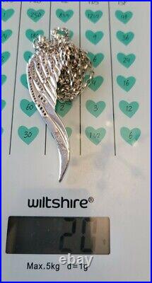 Genuine Thomas Sabo LARGE Angel Wing Feather Pendant Necklace With Clear CZ RARE