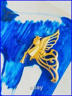 Givenchy Vintage 1980s Large Heaven Angel Flying Wing Trumpet Openwork Brooch