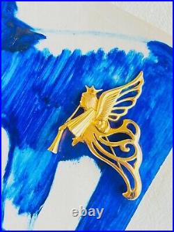 Givenchy Vintage 1980s Large Heaven Angel Flying Wing Trumpet Openwork, Brooch