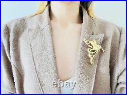 Givenchy Vintage 1980s Large Heaven Angel Flying Wing Trumpet Openwork Brooch