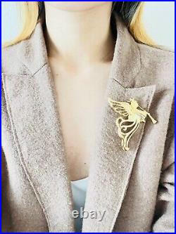 Givenchy Vintage 1980s Large Heaven Angel Flying Wing Trumpet Openwork Brooch